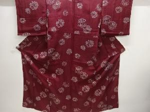 大正ロマン　縞に花丸文様着物